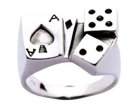 Ace Card Dice Sterling Silver Lucky Gamble Ring Discount