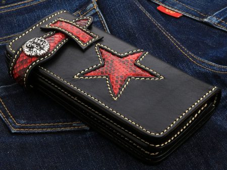 Tribal Star Red Snake Skin Biker Wallet Online