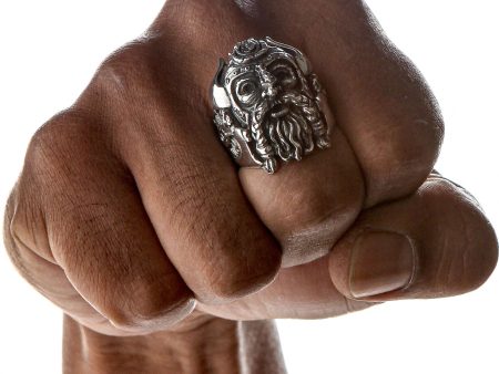 Viking Warrior Sterling Silver Biker Ring For Cheap