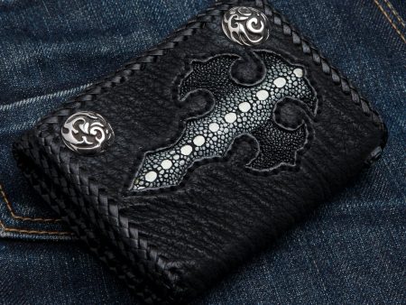 Genuine Black Stingray Gothic Cross Biker Chain Wallet Online