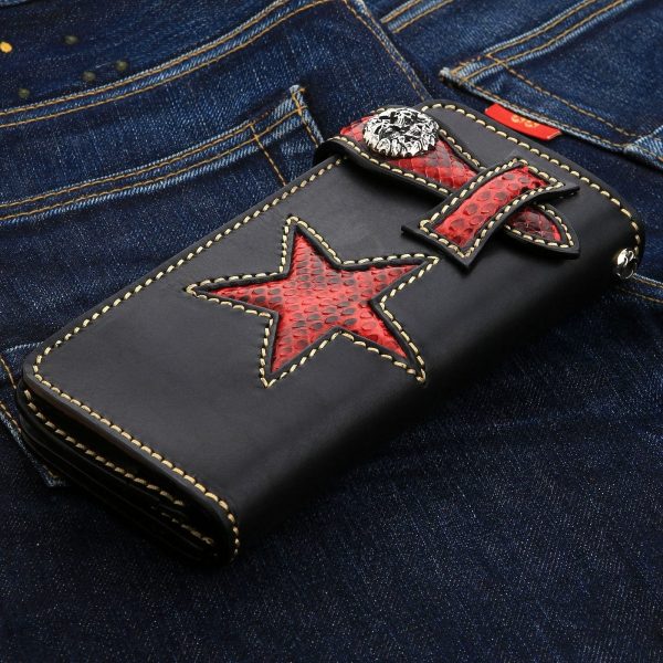 Tribal Star Red Snake Skin Biker Wallet Online