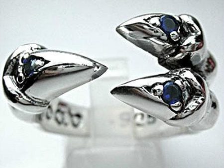 Blue Sapphire Sterling Silver Gothic Claw Ring For Cheap