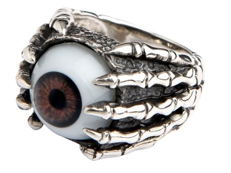 Sterling Silver Eye Eyeball Claw Gothic Ring Discount