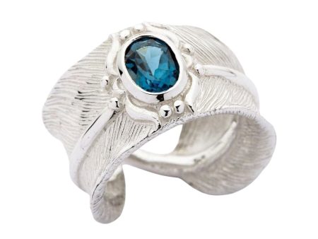 Blue Topaz Feather Sterling Silver Ring Online Sale