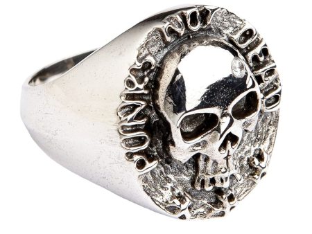 Sterling Silver Punk Not Dead Skull Ring Online now