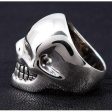 925 Sterling Silver Metallic Skull Ring For Cheap