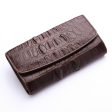 Brown Genuine Crocodile Big Tail Skin Womens Wallet Cheap