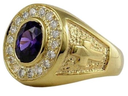 Yellow Gold Oval Bishop Ring For Cheap