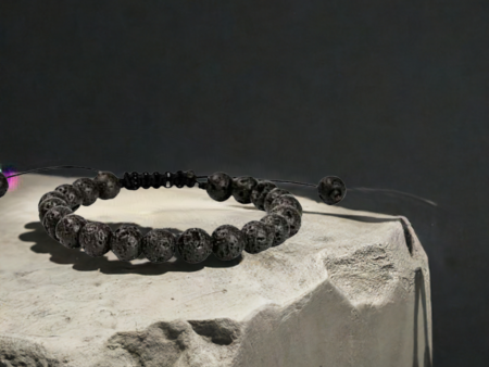 Lava Stone Adjustable Rope Bracelet | Grounding, Balance & Stress Relief Online Sale