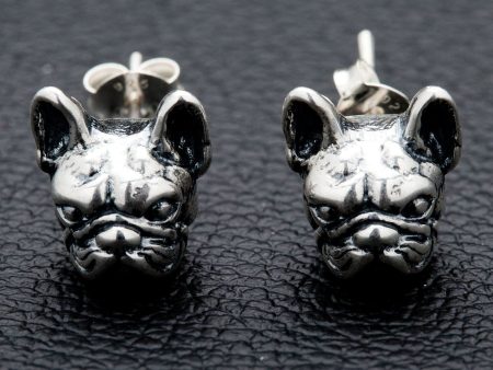 French Bulldog Head Sterling Silver Earrings Supply