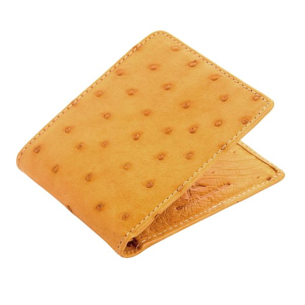 Butter Tan Genuine Ostrich Leather Wallet Hot on Sale