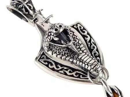 Cobra Snake Sterling Silver Gothic Pendant For Sale