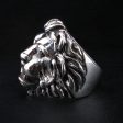 925 Sterling Silver Diamond Eye Lion Head Ring Hot on Sale