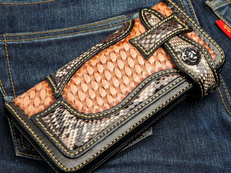 Cobra Snake Skin Woven Cowboy Western Leather Tribal Biker Wallet Discount