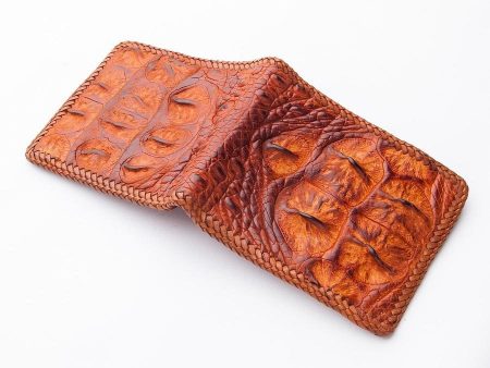 Brown Hardcore Crocodile Head Skin Wallet Online Sale