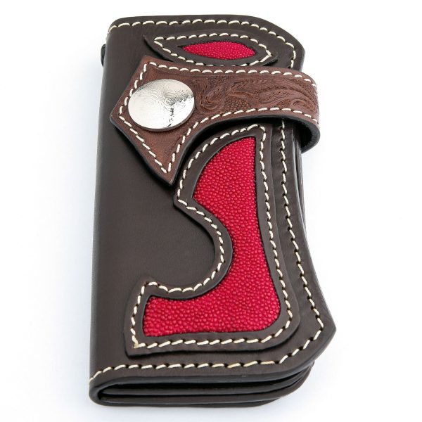 Japanese Tribal Red Stingray Leather Cowboy Biker Wallet Online