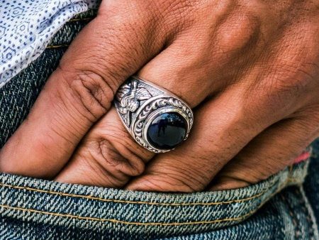 Blue Stone Sterling Silver Cupid Love Ring Sale