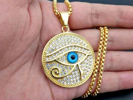 18k Gold and Silver Egyptian Eye of Ra Necklace with Stainless Steel Chain – Unique Ancient Jewelry by Ancient Infusions Online Hot Sale