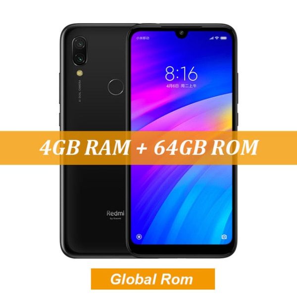 Global Rom Xiaomi Redmi 7 4GB RAM 64GB ROM Snapdragon 632 Octa Core 12MP Dual AI Camera Mobile Phone 4000mAh Large Battery For Sale