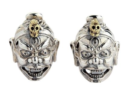 Tibetan Devil Mask Sterling Silver Earrings Supply