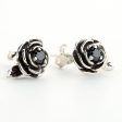 Black Rose Sterling Silver Stud Earrings For Discount