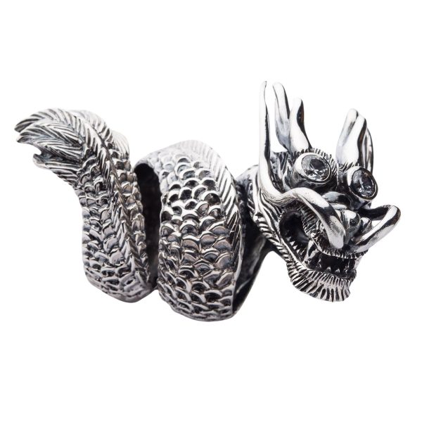 Massive Diamond Eye Dragon Sterling Silver Biker Ring Online