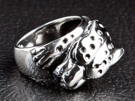 Tiger Cheetah Head Sterling Silver Biker Ring Sale