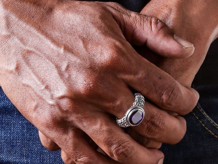 Amethyst Sterling Silver Men s Ring Online