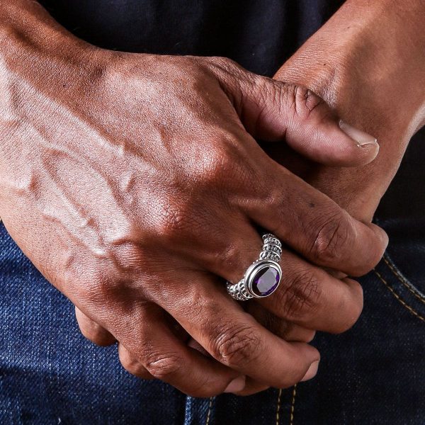 Amethyst Sterling Silver Men s Ring Online