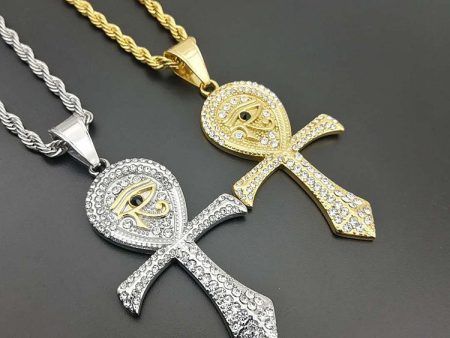 18k Gold and Silver Egyptian Eye of Horus Ankh Necklace – Symbolic Spiritual Jewelry by Ancient Infusions Online now