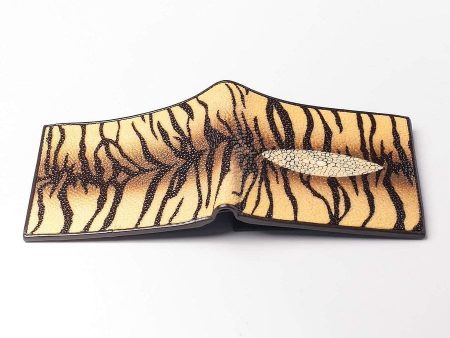 Yellow Tiger Design Stingray Skin Leather Wallet Fashion