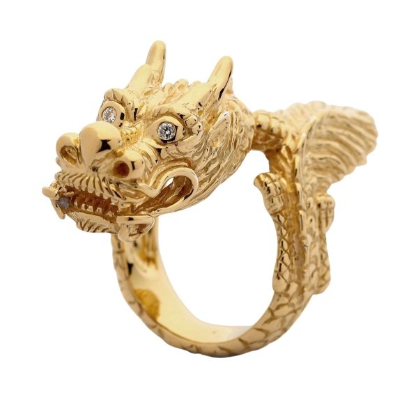 14K Yellow Gold Dragon Ring Cheap