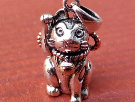 Japanese Maneki-Neko Cat Sterling Silver Pendant Online Sale