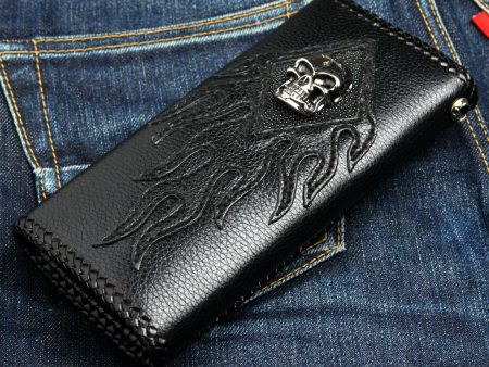 Custom Skull Stingray Inlaid Genuine Leather Biker Chain Wallet Discount