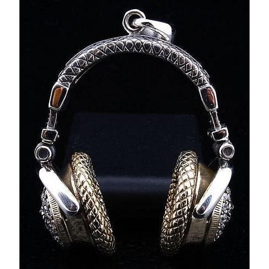 Diamond Headphone 925 Sterling Silver Pendant For Sale