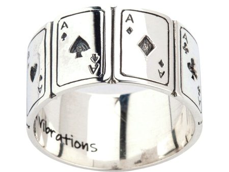 Ace Cards 925 Sterling Silver Band Ring For Cheap