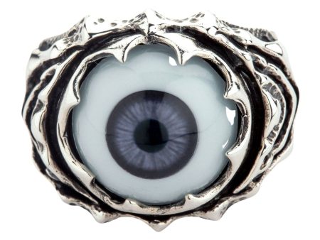 Tribal Purple Evil Eyeball Sterling Silver Ring For Sale