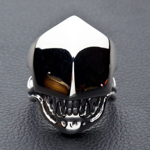 Alien Head Sterling Silver Biker Ring Fashion