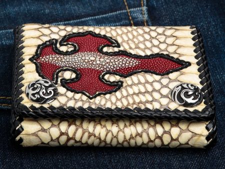 Genuine Cross Stingray Cobra Skin Leather Biker Wallet Sale