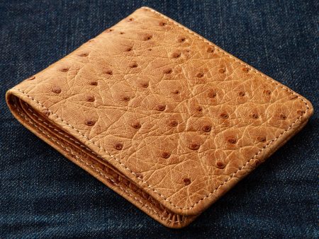 Tan Brown Genuine Ostrich Skin Leather Bifold Wallet Online