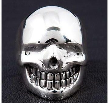 925 Sterling Silver Metallic Skull Ring For Cheap