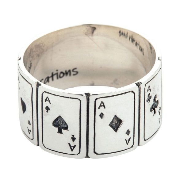 Ace Cards 925 Sterling Silver Band Ring For Cheap