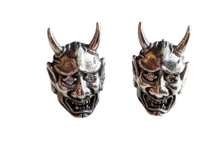 Japanese Devil Mask Sterling Silver Skull Earrings Online