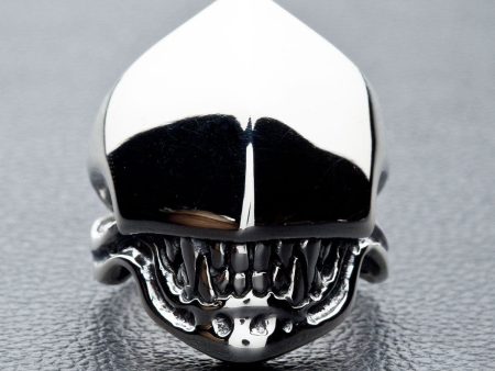 Alien Head Sterling Silver Biker Ring Fashion