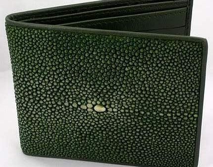 White Pearl Green Polished Stingray Wallet Online Sale