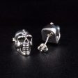 Big Skull Sterling Silver Biker Stud Earrings Cheap