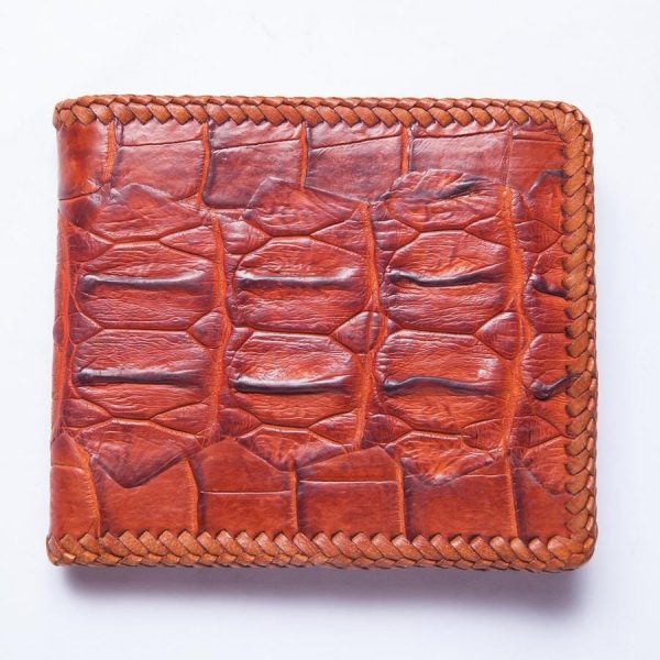 Brown Hardcore Crocodile Tail Skin Wallet on Sale