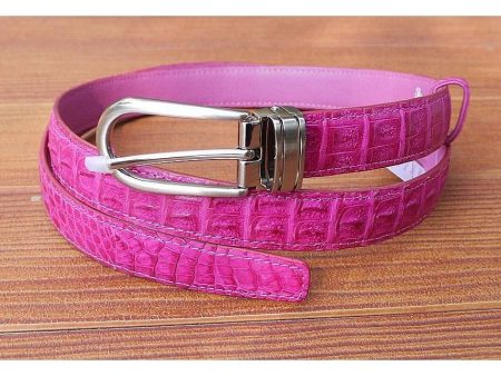 Pink Crocodile Leather Womens Belt Online Hot Sale