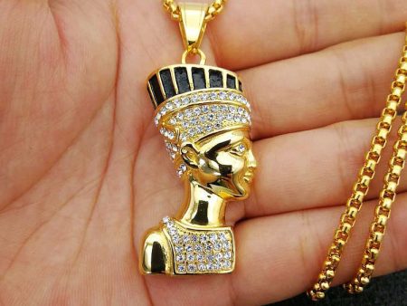 18k Gold-Plated Ancient Goddess Stainless Steel Necklace with Cuban Zircons – Elegant Spiritual Jewelry by Ancient Infusions For Discount