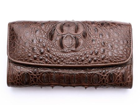 Dark Brown Genuine Crocodile Hornback Skin Womens Wallet Online now